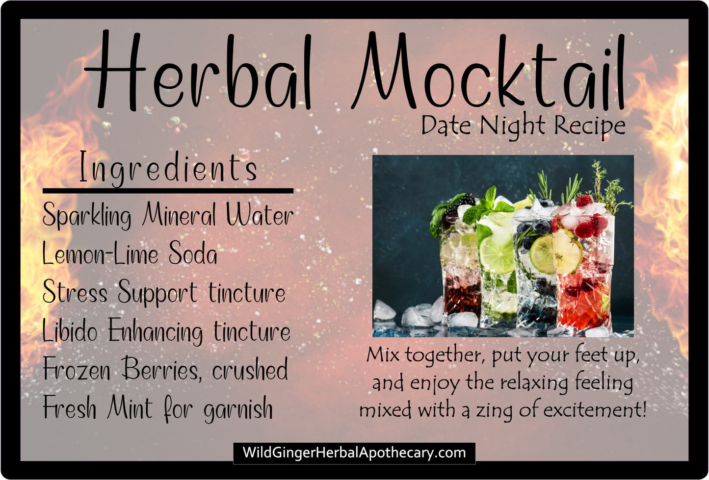 Herbal Mocktail recipe for stress relief and libido enhancing